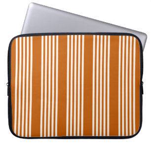 Funda Para Portátil Beige y naranja quemado patrón de cinco rayas