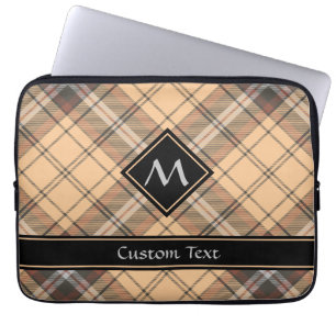 Funda Para Portátil Beige y tartán marrón