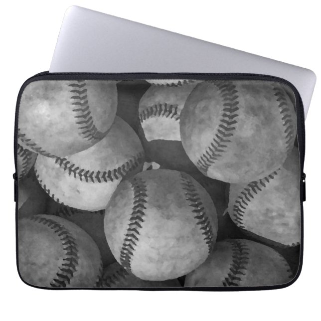 Funda Para Portátil Béisbol blanco y negro (Frente)