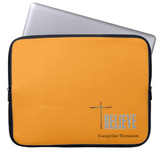 Funda Para Portátil Believe Christian Cross Custom Name Ladies