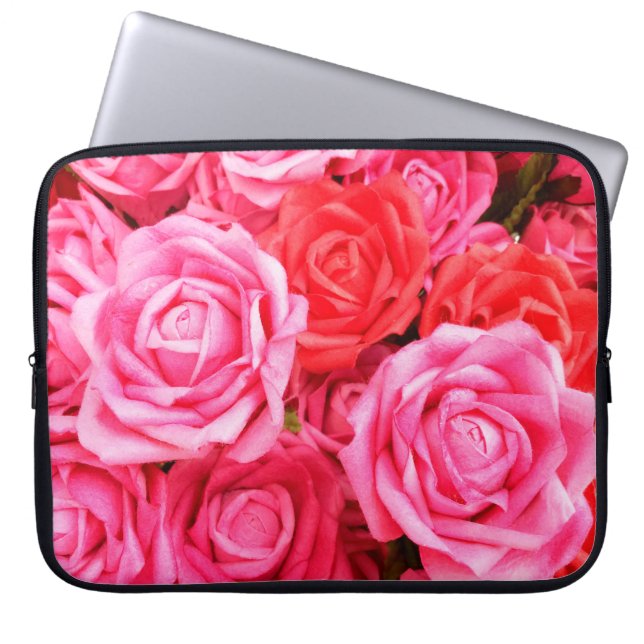 Funda Para Portátil Bellas rosas rojas y rosas (Frente)