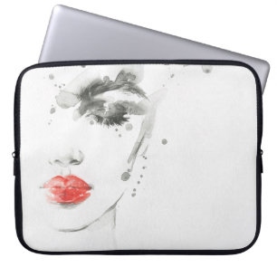 Funda Para Portátil Belleza acuarela: Ilustracion retrato femenino
