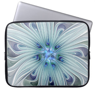 Funda Para Portátil Belleza floral Resumen Flor Pastel azul moderno