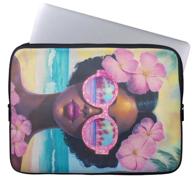 Funda Para Portátil Belleza tropical en tonos rosados (Frente)