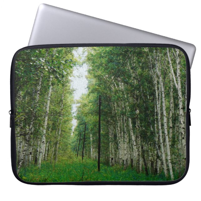 Funda Para Portátil Bello arte en el bosque Birch Tree (Frente)
