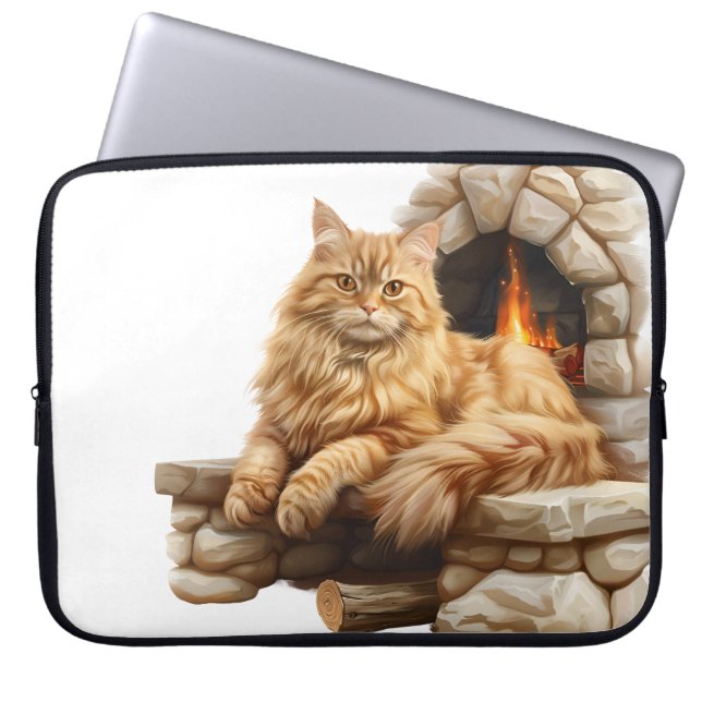 FUNDA PARA PORTÁTIL BELLO NARANJA DE LARGO PELO TABBY CAT (Frente)