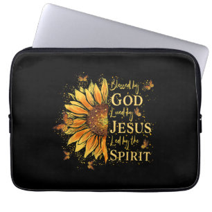 Funda Para Portátil Bendecido Por Dios - Amado Por Jesús, Girasol