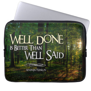 Funda Para Portátil Benjamin Franklin cita Inspiradora "Bien hecho"