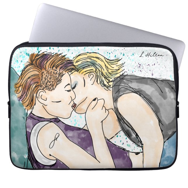 Funda Para Portátil Besando arte acuático de mujeres LGBTQIA+ (Frente)