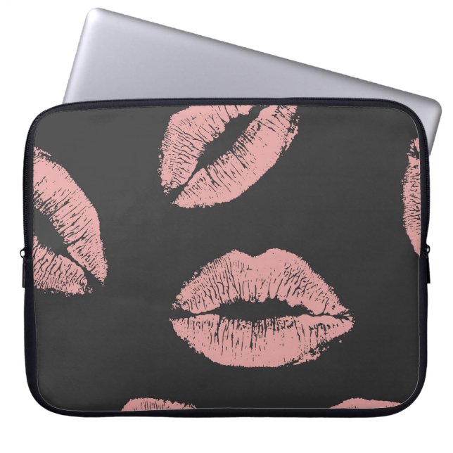 Funda Para Portátil Besos de labios rosas, patrón El día de San Valent (Frente)
