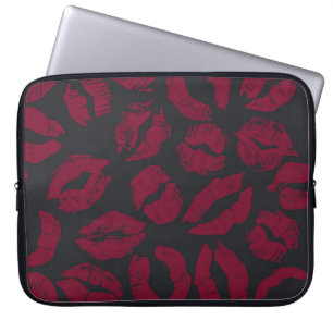 Funda Para Portátil Besos de lápiz labial: impresiones rojas oscuras