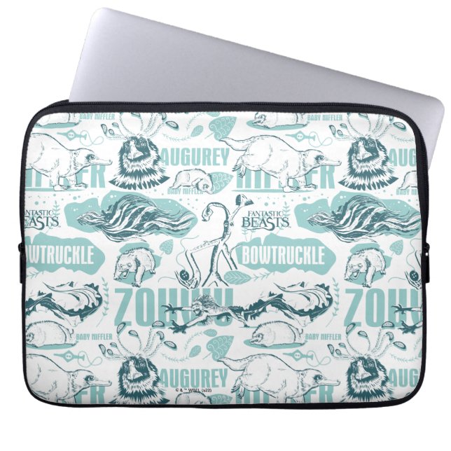 Funda Para Portátil Bestias fantásticas Patrón azul (Frente)