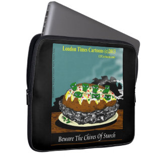 Funda Para Portátil Beware the Chives of Starch – Funny Foodie Cartoon