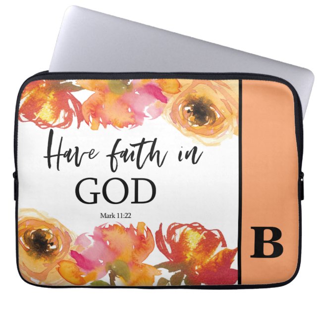 Funda Para Portátil Biblia Verse Monograma Manga de portátil (Frente)
