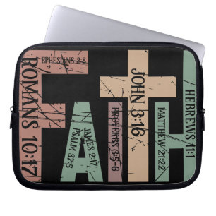 Funda Para Portátil Bíblica de fe llena de color versus citación tipog