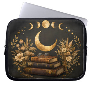 Funda Para Portátil Biblioteca Mística Dorada & Arte Boho Botánico de 