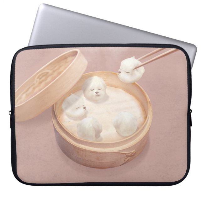 Funda Para Portátil Bichon Dumplings: Cute Xiao Long Bao Dim Sum Art (Frente)