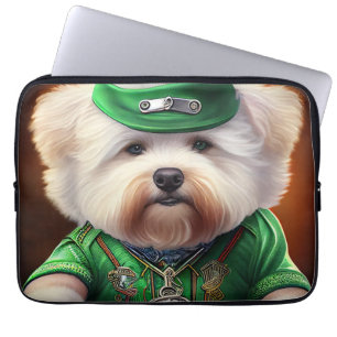 Funda Para Portátil Bichon Frisé Perro conduciendo bicicleta Día de Sa