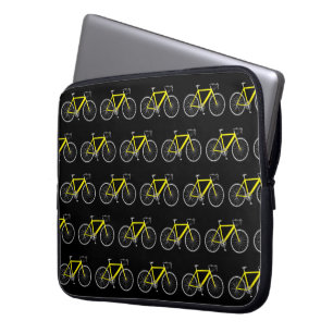 Funda Para Portátil Bicicleta Amarilla Sobre Negro