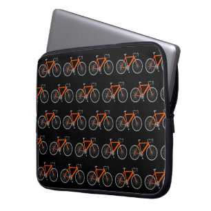 Funda Para Portátil Bicicleta Naranja Sobre Negro
