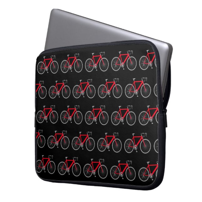 Funda Para Portátil Bicicleta Roja Sobre Negro (Anverso izquierdo)