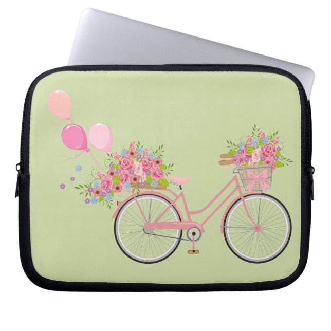 Funda Para Portátil Bicicleta rosa caprichosa (Frente)
