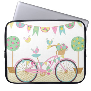 Funda Para Portátil Bicicleta rosa cúpula