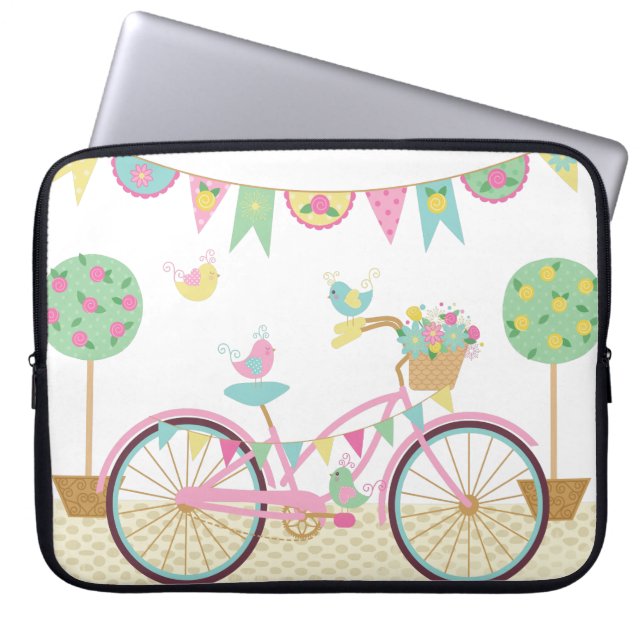 Funda Para Portátil Bicicleta rosa cúpula (Frente)