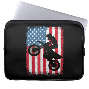 Funda Para Portátil Bicicleta Sucia Bandera Estadounidense Motocross B