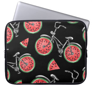 Funda Para Portátil Bicicletas con ruedas de sandía, patrón de verano.