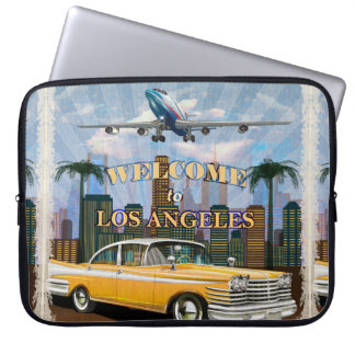 Funda Para Portátil Bienvenidos al poster retro de Los Ángeles.