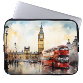 Funda Para Portátil Big Ben y autobús rojo en Londres