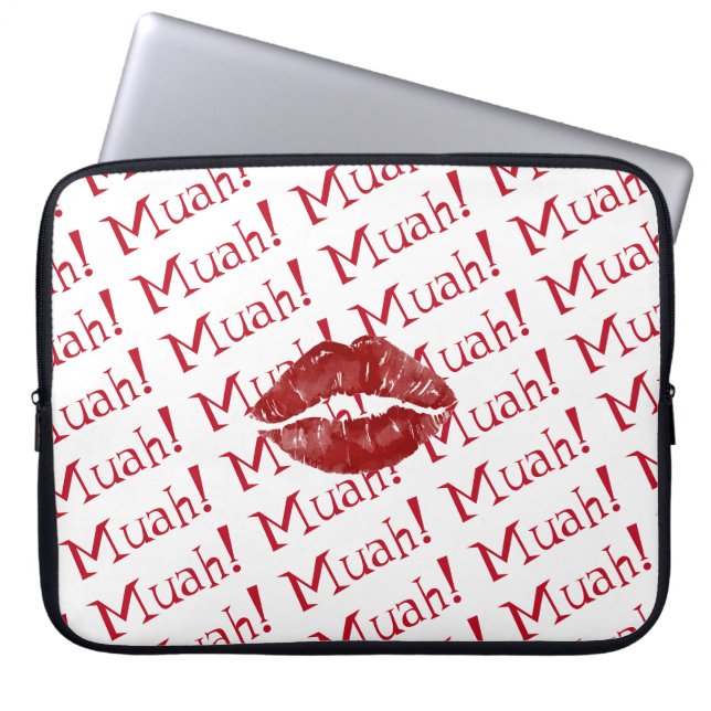 Funda Para Portátil Big Kiss Red Lips Muah (Frente)