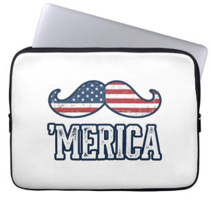 Funda Para Portátil Bigote Patriótico América Angustiada Diseño Vector