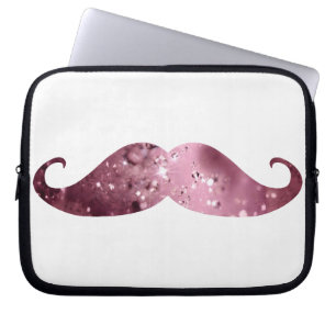 Funda Para Portátil Bigote rosado divertido de Bling