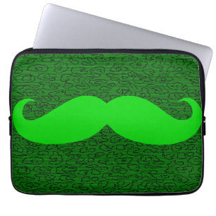 Funda Para Portátil Bigote verde divertido