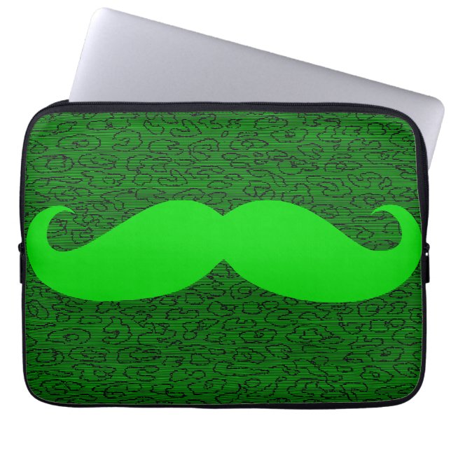 Funda Para Portátil Bigote verde divertido (Frente)