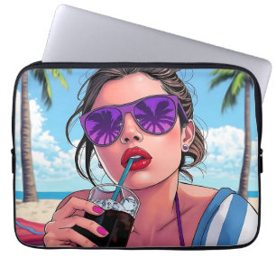 Funda Para Portátil Bikini morado, gafas de sol y mujer andana