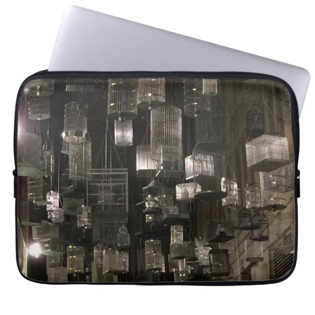 Funda Para Portátil Birdcages blancos y negros (Frente)