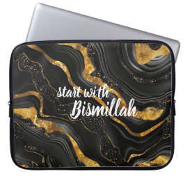 Funda Para Portátil Bismillah Alhamdullilah Ágata Dorada Negra
