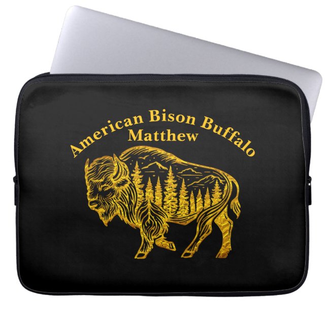 Funda Para Portátil Bison en un Ilustracion forestal (Frente)