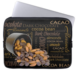 Funda Para Portátil Bits de chocolate y almendras cierran foto