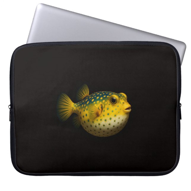 Funda para portátil Black 4 Luxe con pez globo ama (Frente)
