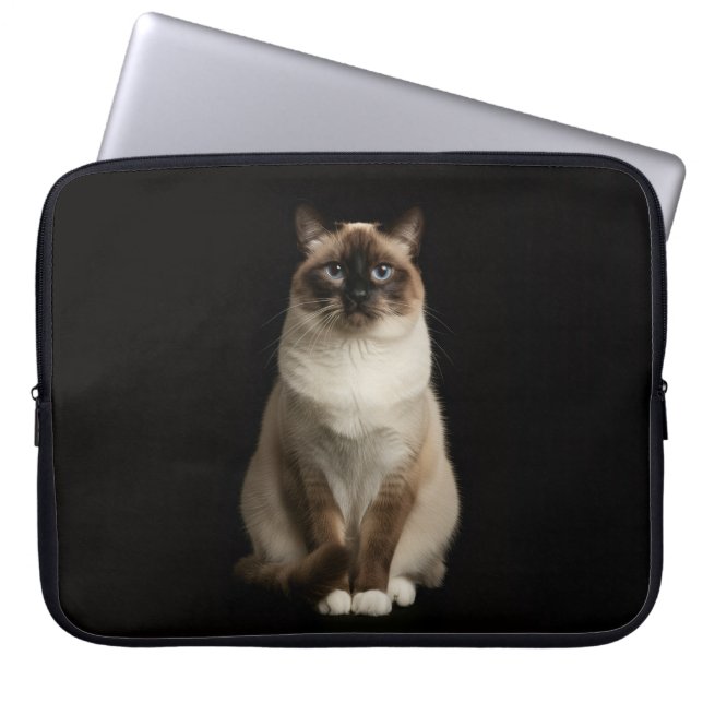 Funda Para Portátil Black 4 Luxe Laptop Sleeve, Birmanese Cat (Frente)