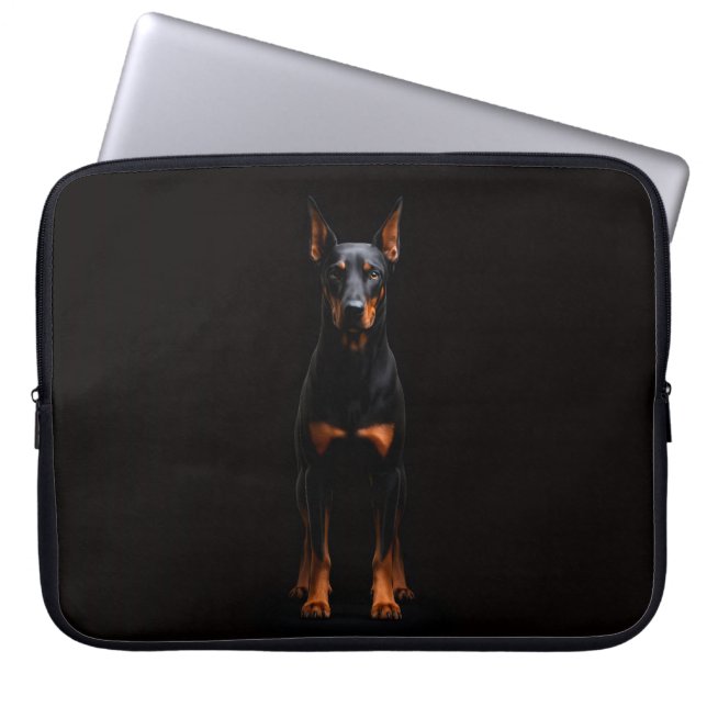 Funda Para Portátil Black 4 Luxe Laptop Sleeve, Guardian Doberman Dog (Frente)