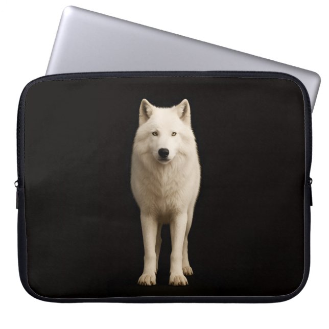 Funda Para Portátil Black 4 Luxe Laptop Sleeve, Ivory Arctic Wolf (Frente)
