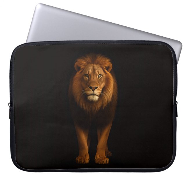 Funda Para Portátil Black 4 Luxe Laptop Sleeve, Majestic Lion (Frente)