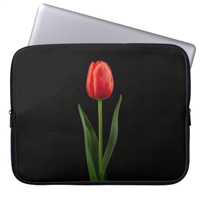 Funda Para Portátil Black 4 Luxe Laptop Sleeve, Ruby Red Tulip (Frente)