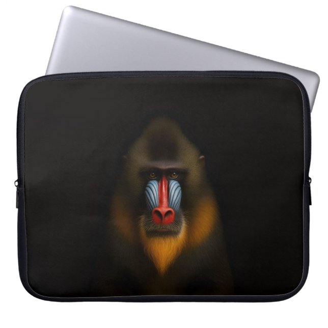 Funda para portátil Black 4 Luxe, Mandrill Monkey (Frente)