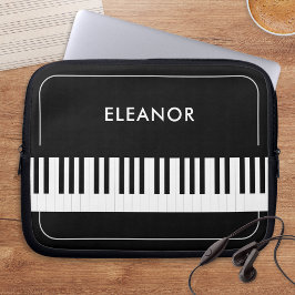 Funda Para Portátil Black and White Piano Keys Musician's Personalized